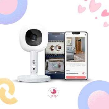 Nanit Pro Smart Baby Monitor & Flex Stand - 1080p Secure Wi-Fi Video Cam-era, Sensor-Free Sleep & Breathing Mo-tion Tracker, 2-Way Audio, Sound & Mo-tion Alerts, Night Vision, and Breathing Band - White babytoddlersshop