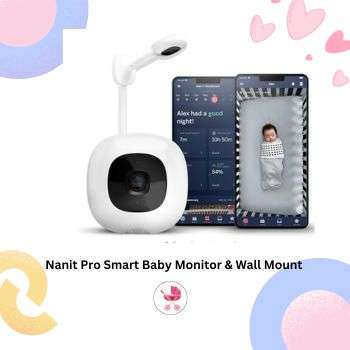Nanit Pro Smart Baby Monitor & Wall Mount – Wi-Fi HD Video Cam-era, Sleep Coach and Breathing Motion Tracker, 2-Way Audio, Sound and Motion Alerts, Nightlight and Night Vision, Includes Breathing Band babytoddlersshop